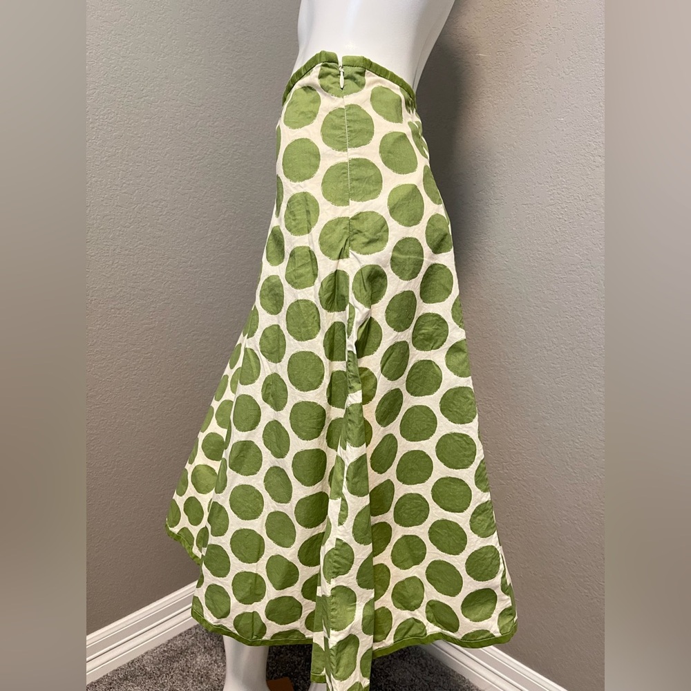 BODEN Women’s Green & Cream Polka Dot A- Line Retro Style Midi Skirt Size 8L - Picture 4 of 13